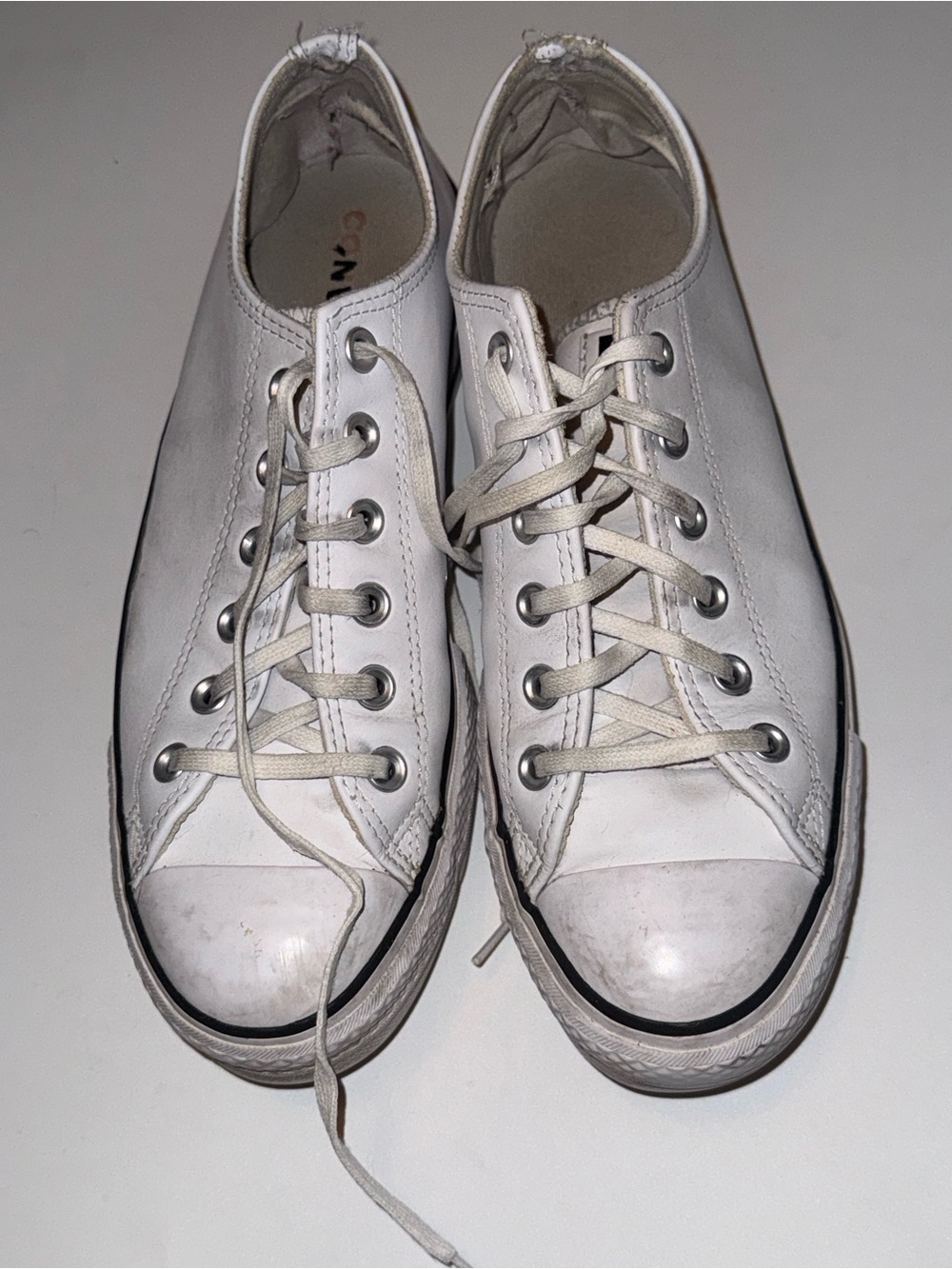 USED Converse White Canvas Low-Top Sneakers